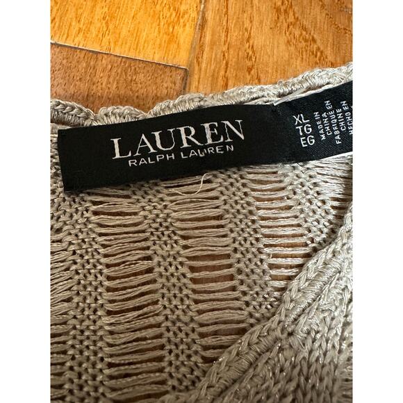 Lauren Ralph Lauren Metallic Linen Blend Crochet Sweater Dress XL Pewter NWT - Picture 6 of 14